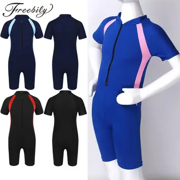 여아용 반팔 잠수복, 원피스 수영복, 지퍼가 달린 쇼티 잠수복, 어린이 래시가드, 해변 수영복 