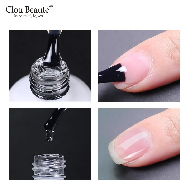 Clou Beaute 15ml Base Top Coat Nail Polish Reinforce Gel Varnishes Manicure Nail Art Soak Off UV Shiny Reinforcement Gel Primer