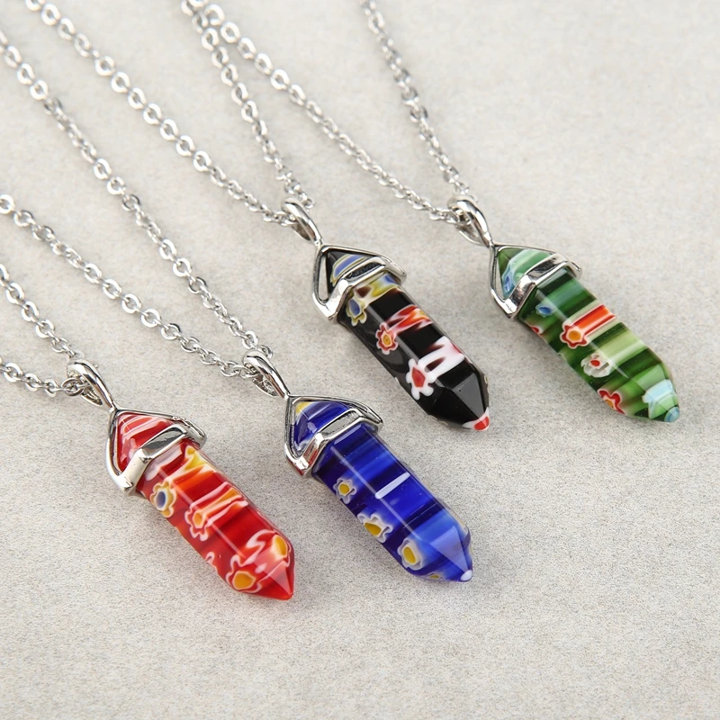 Natural Crystal Creativity Flower Liuli bullet Pendant necklace Fashion Jewelry