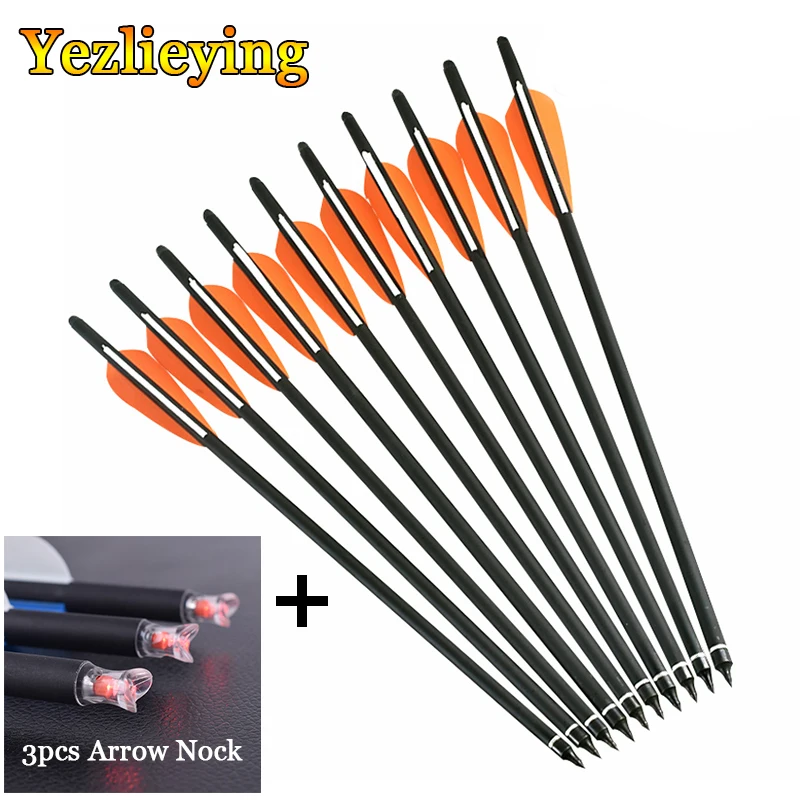 Carbon Arrow for Crossbow Hunting Archery, Automatically Lighted, ID7.6mm Arrow Nock, 20in, 6PCs