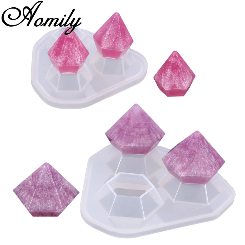 Aomily Silicone Resin Epoxy Mold Diamond Decoration Pendant Making Accessories Molds Cake Molds Crystal Diamond Molds Baking