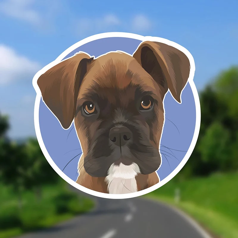 

32810 # Brindle Boxer Puppy Dog 13 cm/17 cm Self-adhesive Decal Car Sticker Waterproof Auto Decors on Bumper Rear Window Laptop