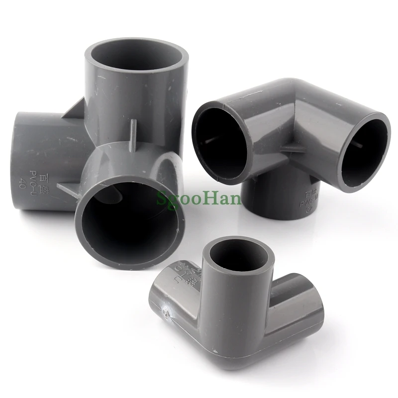 5~50pcs Size 20~50mm PVC Pipe 3 Way Connector Fish Tank Tube Joints Connector Irrigation System Plastic Frame Tube Fittings