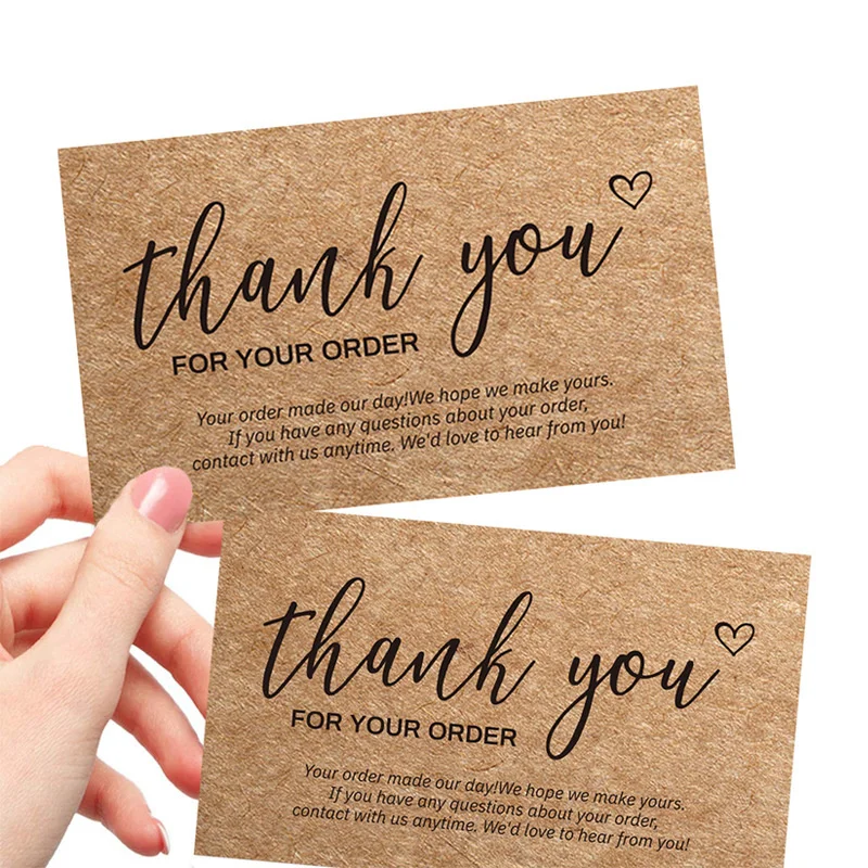 

30pcs Natural Kraft Paper Thank You Card Enterprise Store Business Thank You Order Card Wholesale Custom Gift Decoration Card