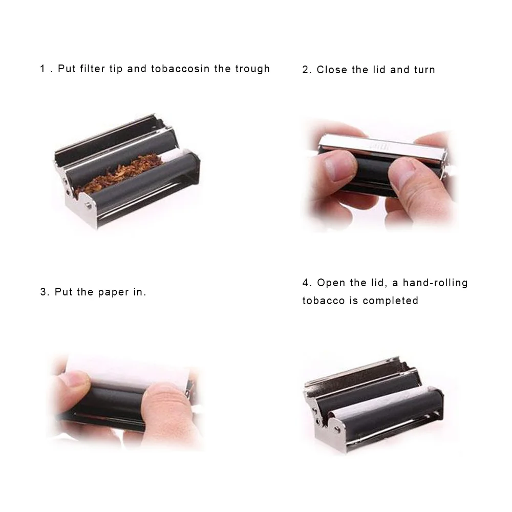 Tobacco Roller For Rolling Paper Cigarette Wrapping Machine 70mm Metal Cigarette Rolling Machine Smoking Accessories