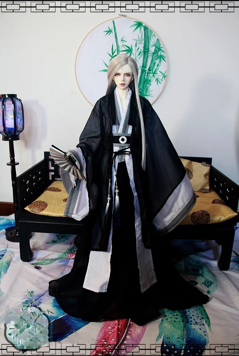 

1/4 1/3 Scale BJD Clothes Black Hanfu Ancient Costume Dress Samurai Outfit For BJD/SD MSD SSDF ID75 Strong Uncle Doll B0213