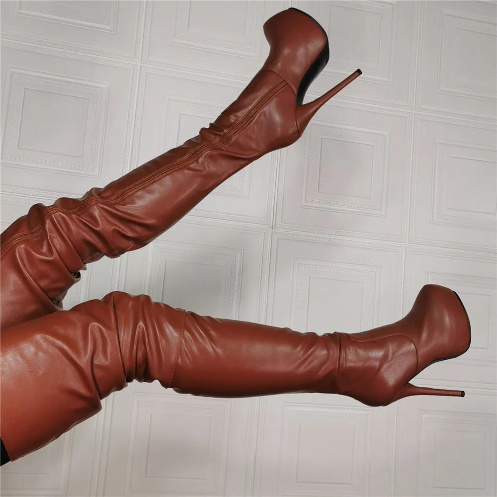 Kolnoo New Real Photos Womens Over Knee Boots Sexy Platform Party Prom Thigh-high Boots Evening Xmas Club Fashion Winter Shoes