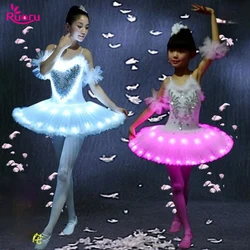 Ruoru Tutu Dress Girl Kids Dancewear 성인 Led 투투 무대 의상 소녀 어린이 팬케이크 투투 드레스, 전문 발레리나 드레스