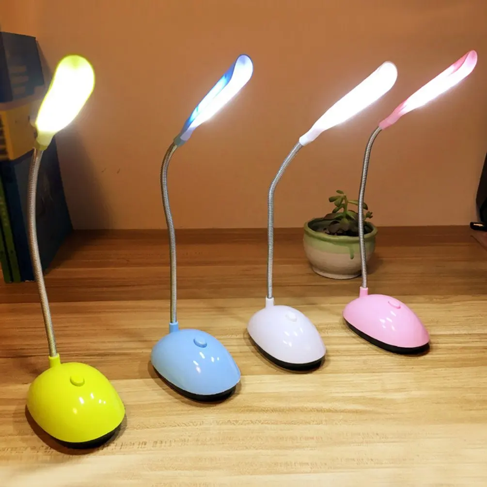 Lampada da scrivania a LED lampade da tavolo a collo di cigno flessibili luci di lettura a luminosità regolabile con una chiave luce notturna a batteria decorazioni per interni