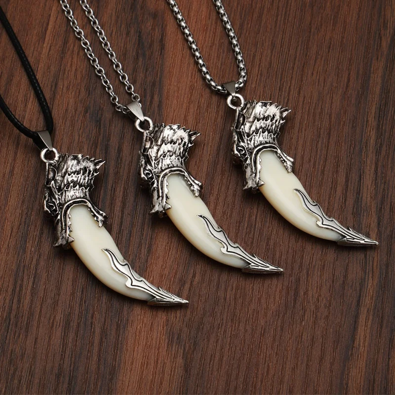 1pc Men Metal Wolf Head Pendant Necklace Indian Teeth Tribe Jewelry