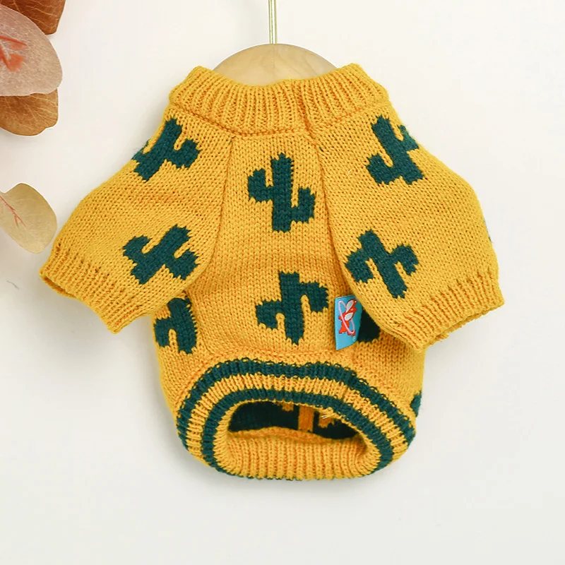 PETCIRCLE Dog Puppy Clothes Turmeric Cactus Sweater Pet Cat Fit Small Dog Spring and Autumn Pet Dog Costume Cloth Dog Sweater