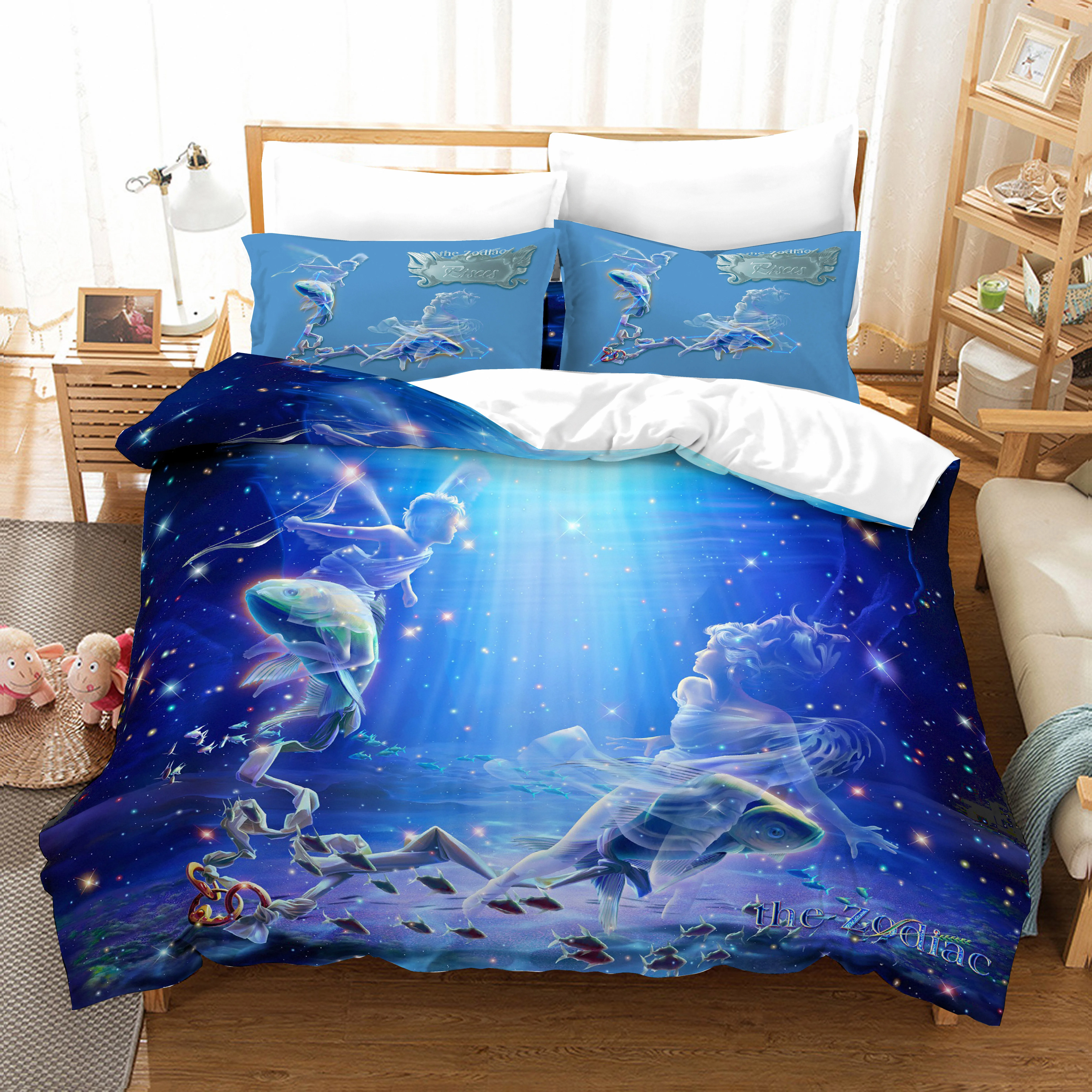 

Twelve Constellation 3D Pisces Comforter Cartoon Dreamy Duvet Quilt Cover Set Bedding Sets Kids Bed Linen And Pillowcase