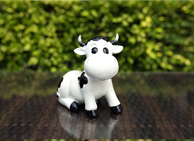 about 17x10x15cm cow hard model Environmentally resin squatting cow handicraft,home decoration gift a0899
