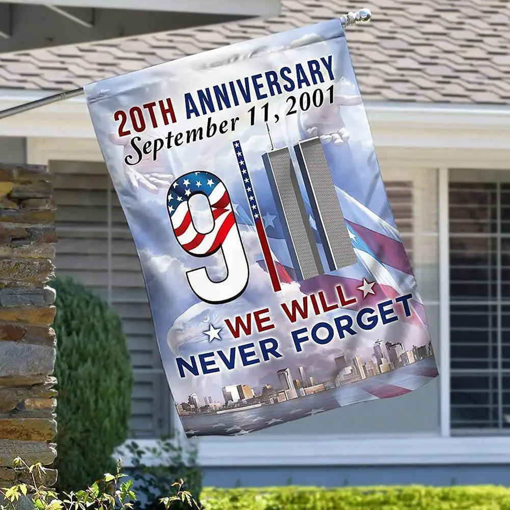 American 911 Patriot Day We Will Never Forget Attack September 11 Garden Flag Vertical Double Sided Seasonal Yard Outdoor Flag