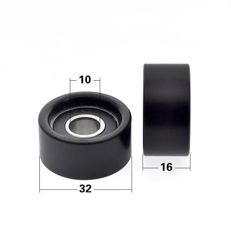 10pcs/50pcs Flat Roller 10*32*16mm 6000RS 6000 Bearing POM Plastic Coated Pulley Guide Wheel Low Roller 10x32x16mm