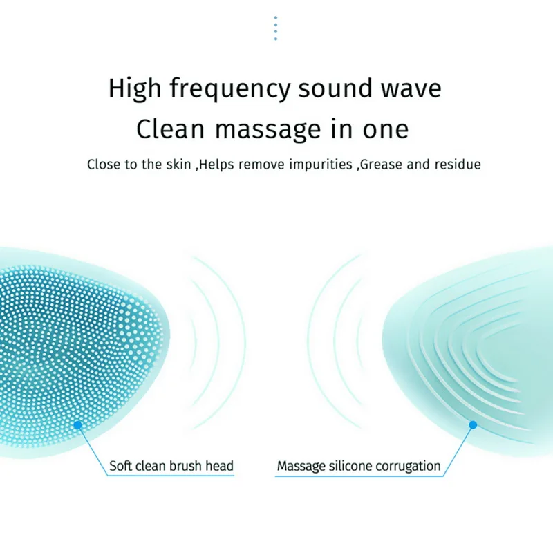 Spazzola per la pulizia del viso in silicone con vibrazione ultrasonica portatile, delicata sulla pelle, per il trucco, per il rilascio dei pori, strumento di bellezza