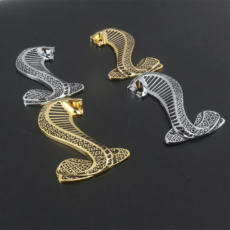 Fashion Car Styling 3D Car Sticker Metal Cobra Snake Emblem Badge Refitting For GT500 Ford Mustang SVT Shelby V6 GT GT Fiesta