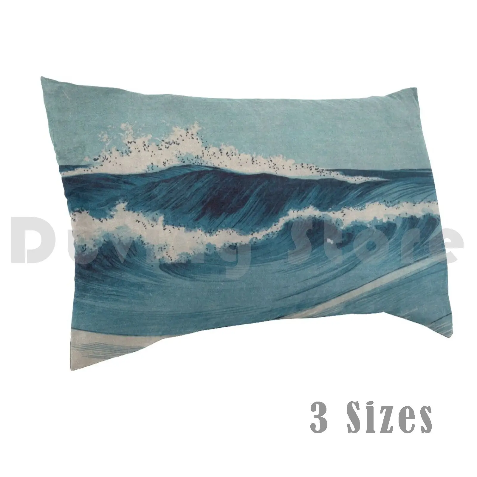 Hatozu Ocean Waves Vintage Printpillow funda Japón japonés Vintage xilogravura Blockprint Color asiático