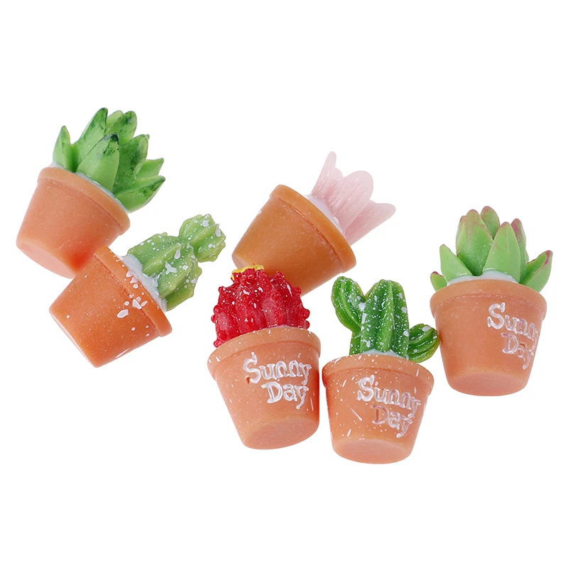 Cactus de resina para micro-paisagem, 5 lâminas decorativas bonsai diy acessórios de casas de bonecas de brinquedo