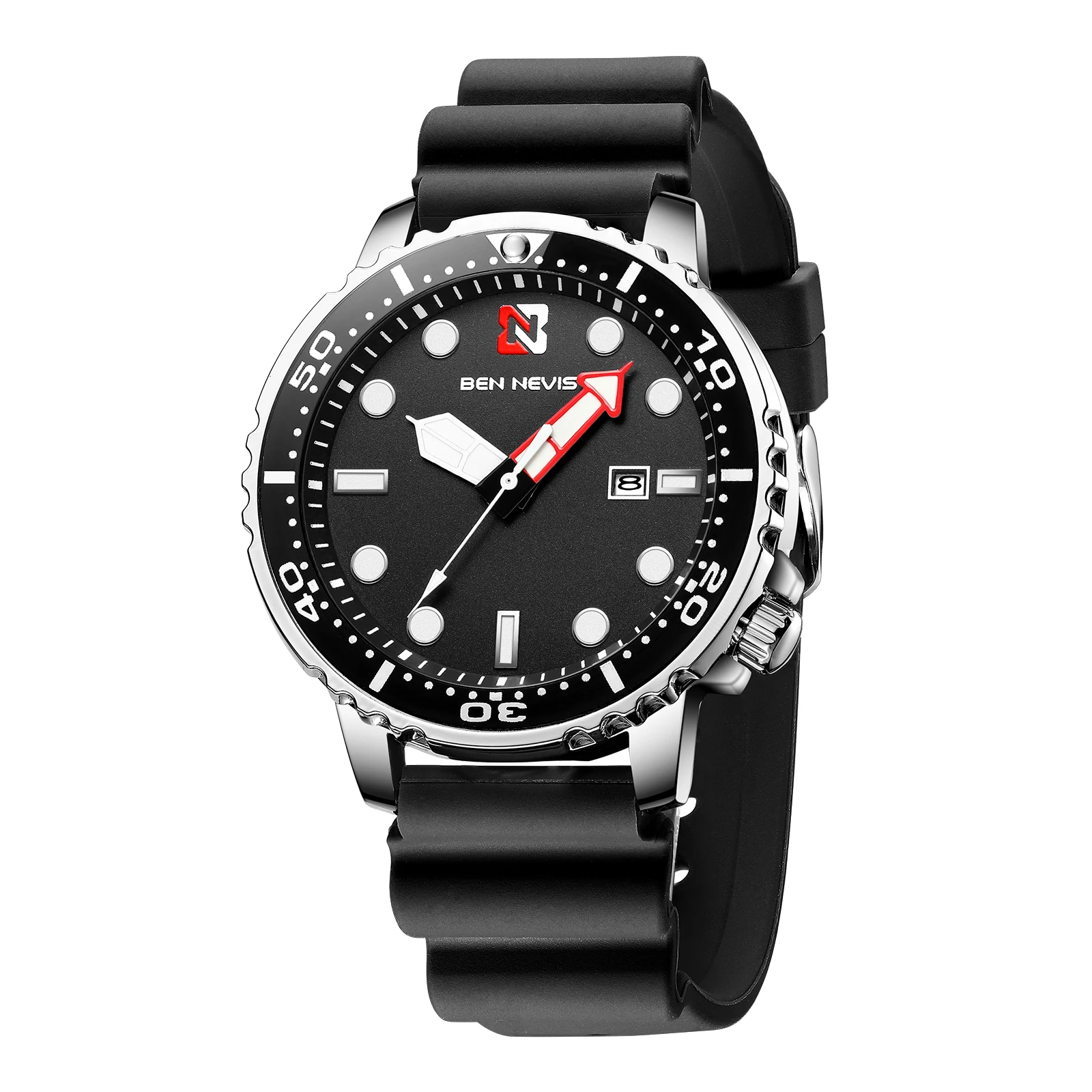 Ben Nevis Men\'s Watches Fashion Analog Quartz Watch With Date Military Watch Waterproof Silicone Rubber Strap Wristwatch For Man