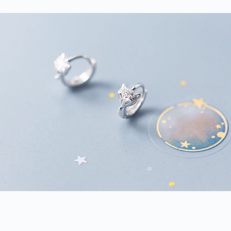 أقراط طارة ثعالب فضة إسترليني للنساء ، مجوهرات حيوانات ، خطوبة ، أزياء زفاف ، تخفيضات كبيرة