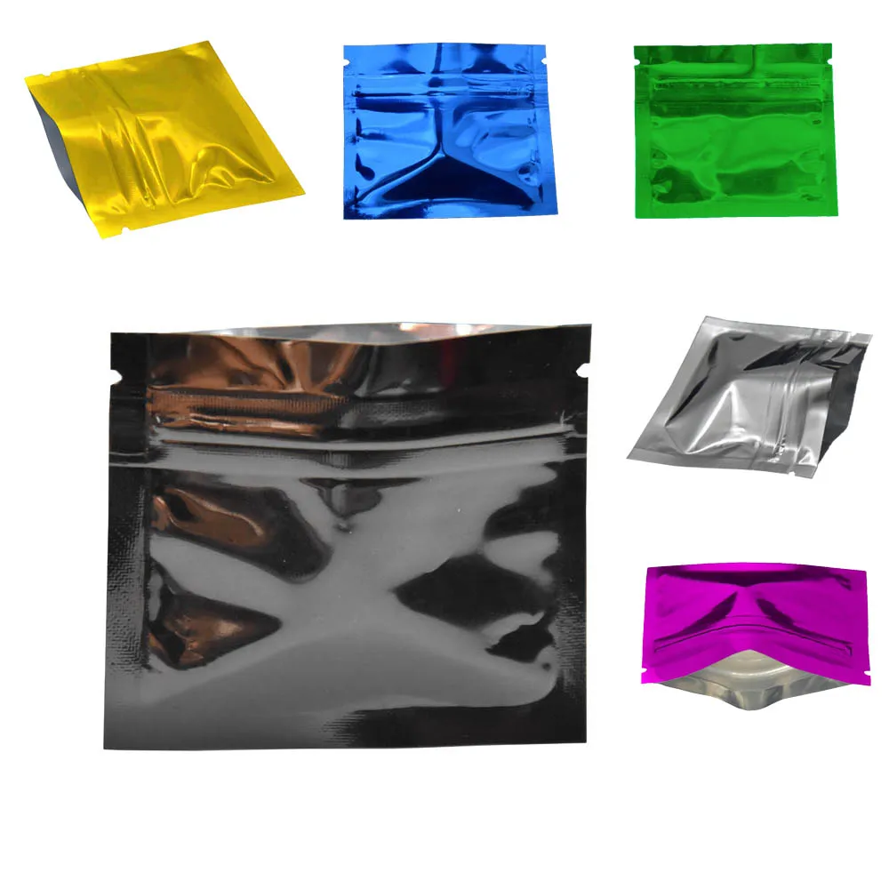 

1000Pcs Zip Lock Tear Notch Resealable Self Grip Seal Storage Pack Glossy Aluminum Foil Waterproof Dustproof Food Gift Tea Bag