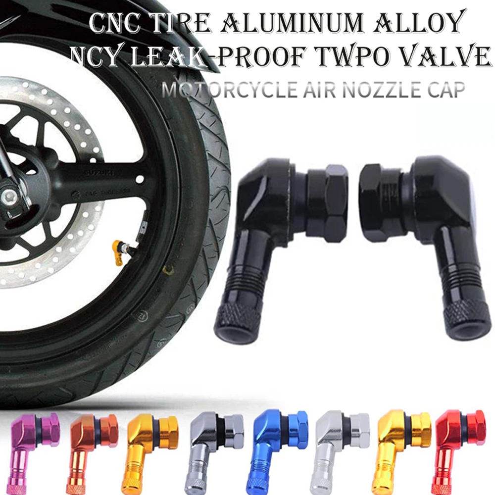 2Pcs/Set Motorcycle Valve Stems Rim 90 Degree Angle Aluminum Alloy Valve Wheel Tire Tubeless Valve Caps For Rim Wheel Parts