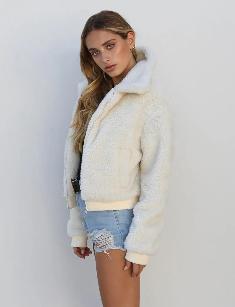 Frauen Dicke Warme Teddy Bär Tasche Fleece Jacke Mantel Zip Up Outwear Mantel Winter Weiche Pelz Jacke Weibliche Plüsch Mantel elegante