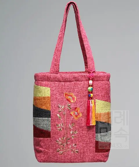 

Korean Embroidered Canvas Bag Women Shopping Handbag Vintage Ethnic