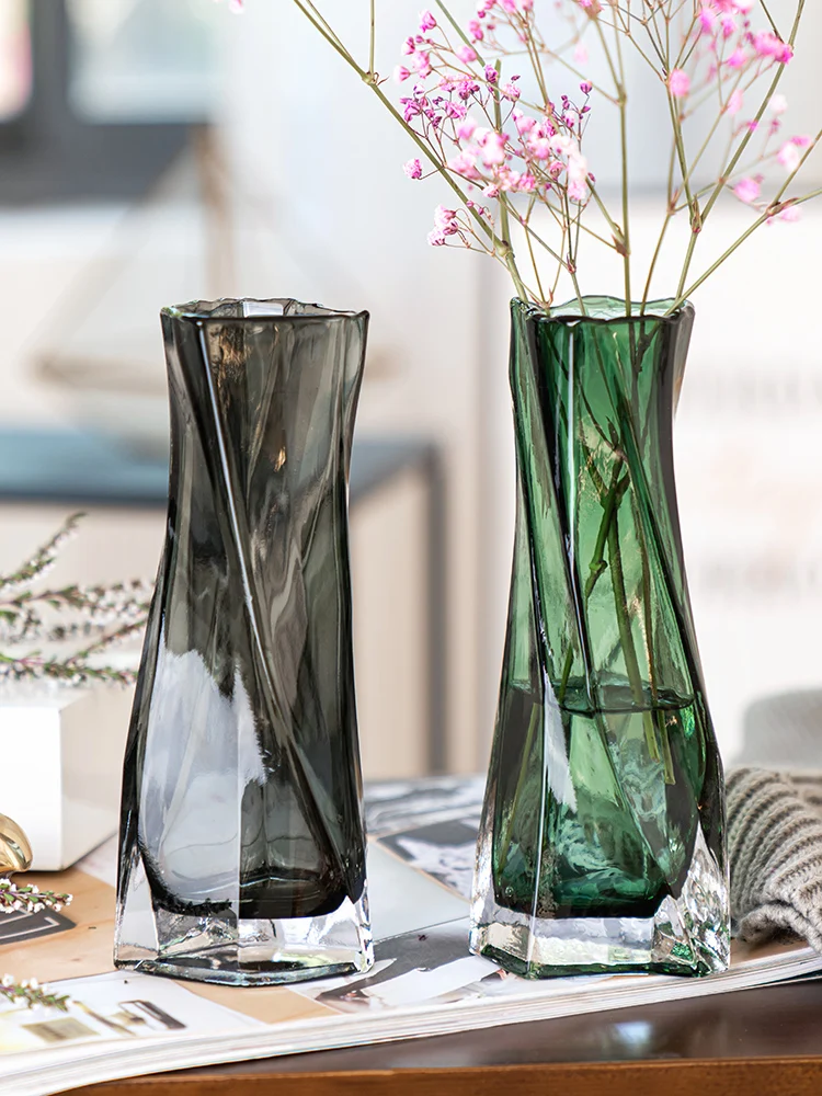European style creative geometric glass vase living room water planting flower arrangement, vase table decoration ornaments