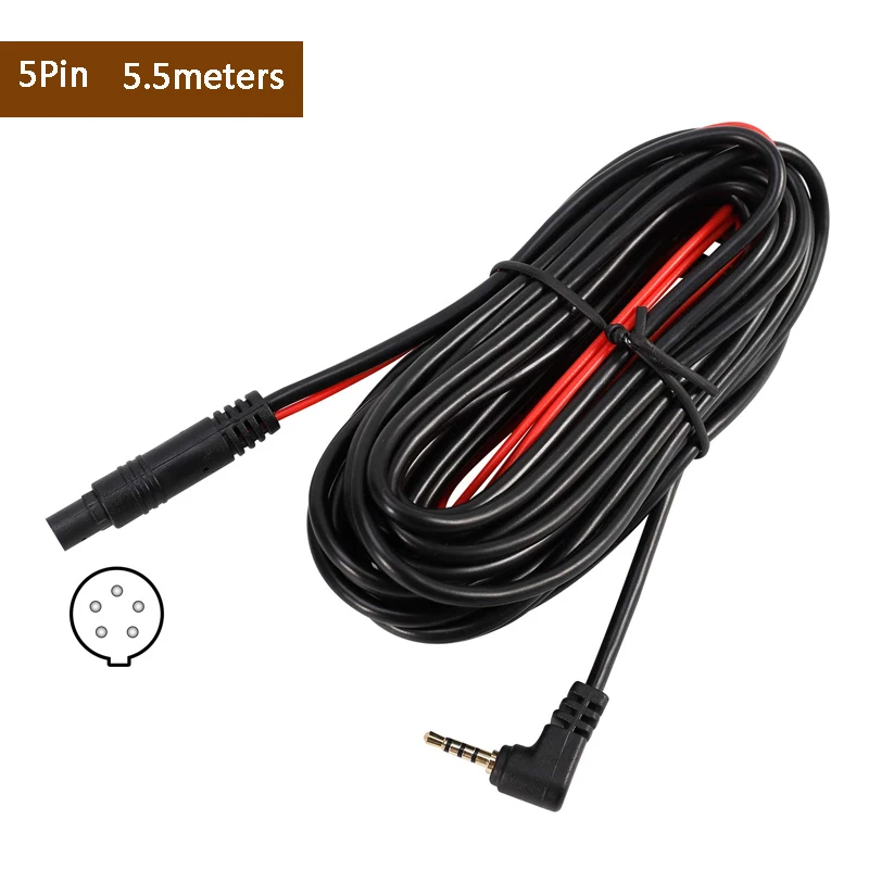 Car Camera Extension Cable 5.5M 5 Pin 2.5mm Jack Extension Cord for Car RCA Video Rear View Camera Male DVR Camera Conversion