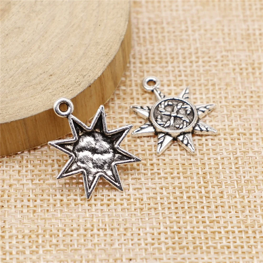 

free shipping 34pcs 23x18mm antique silver sun charms diy retro jewelry fit Earring keychain hair card pendant accessories