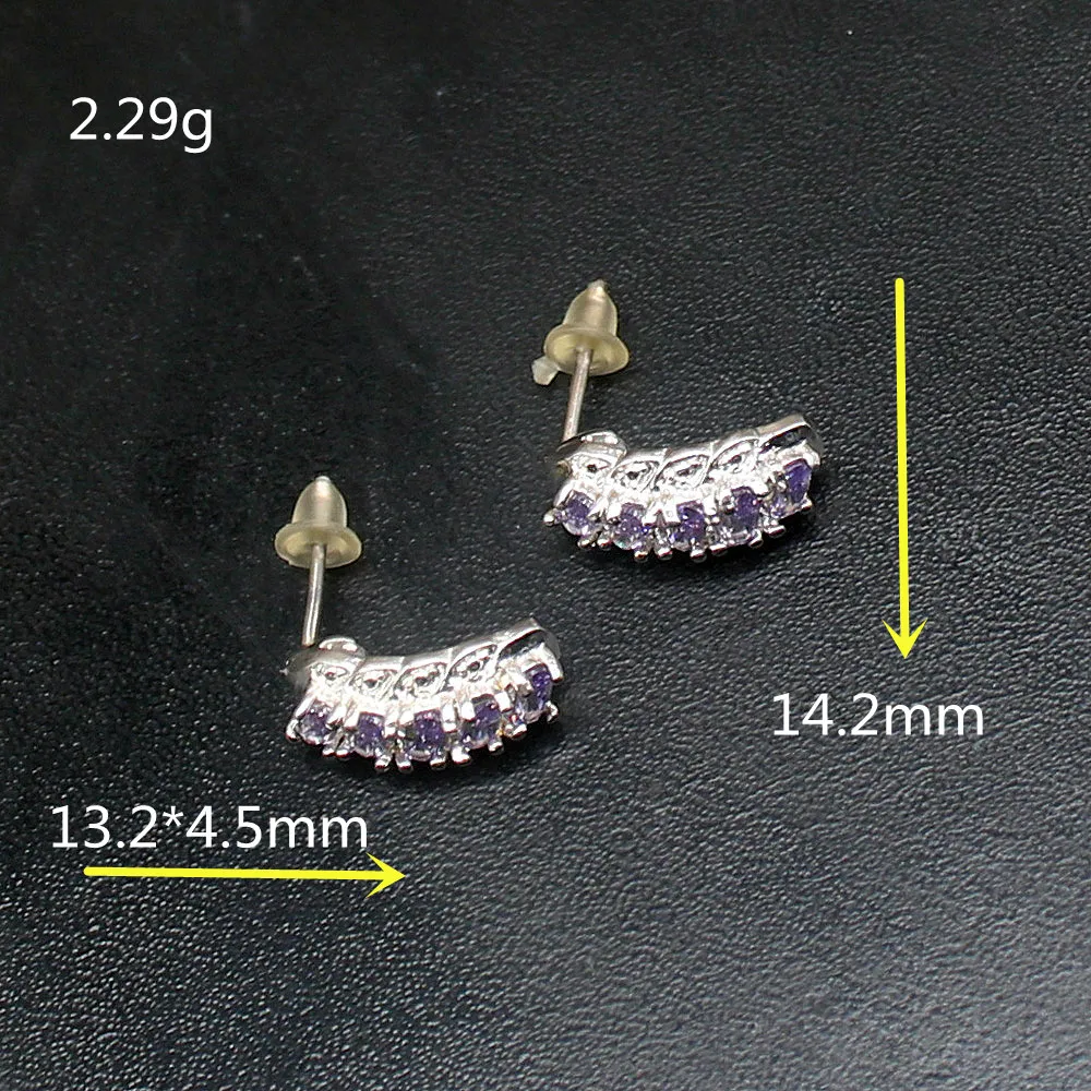 Gemstonefactory Big Promotion Single Unique 925 Silver Fashion Charm Purple Amethyst Women Ladies Gift Stud Earrings 20211820