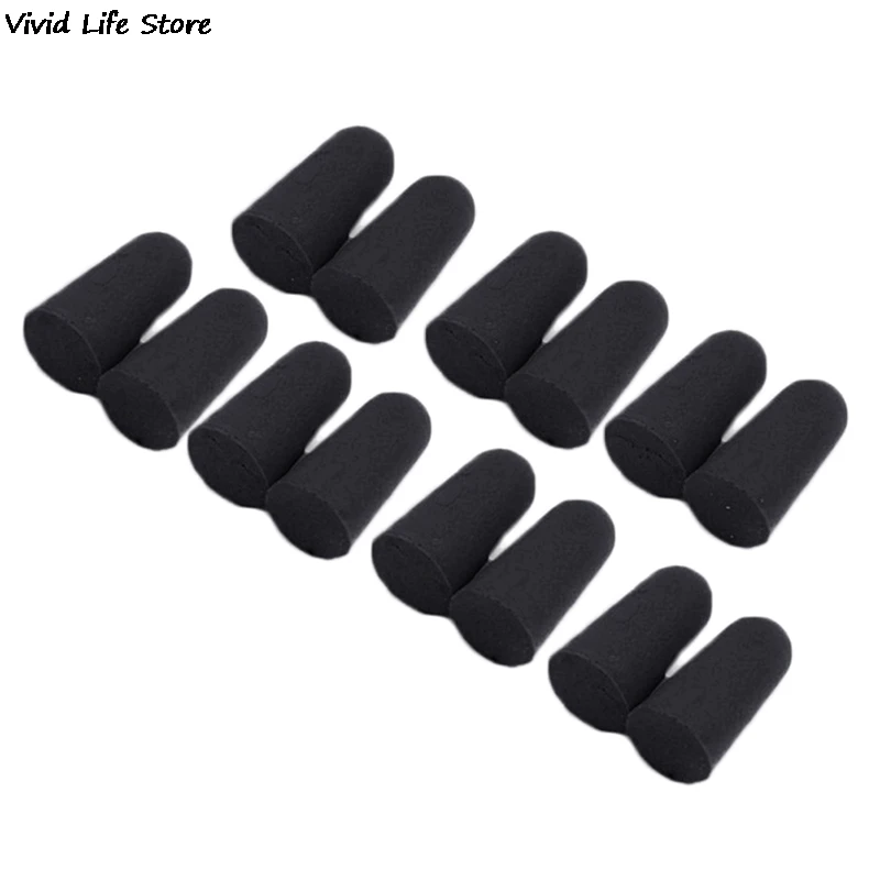 Tapones para los oídos de espuma cónica suave para dormir, tapones para los oídos de prevención de ruido para viaje, reducción de ruido, color negro, 20 piezas/10 pares