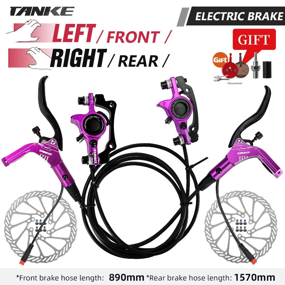 TANKE E-Bike MTB Hydraulische Schijfremset Elektrische E Scooter Power Control Shifter Fietsremmen 160mm rotoren Aluminiumlegering