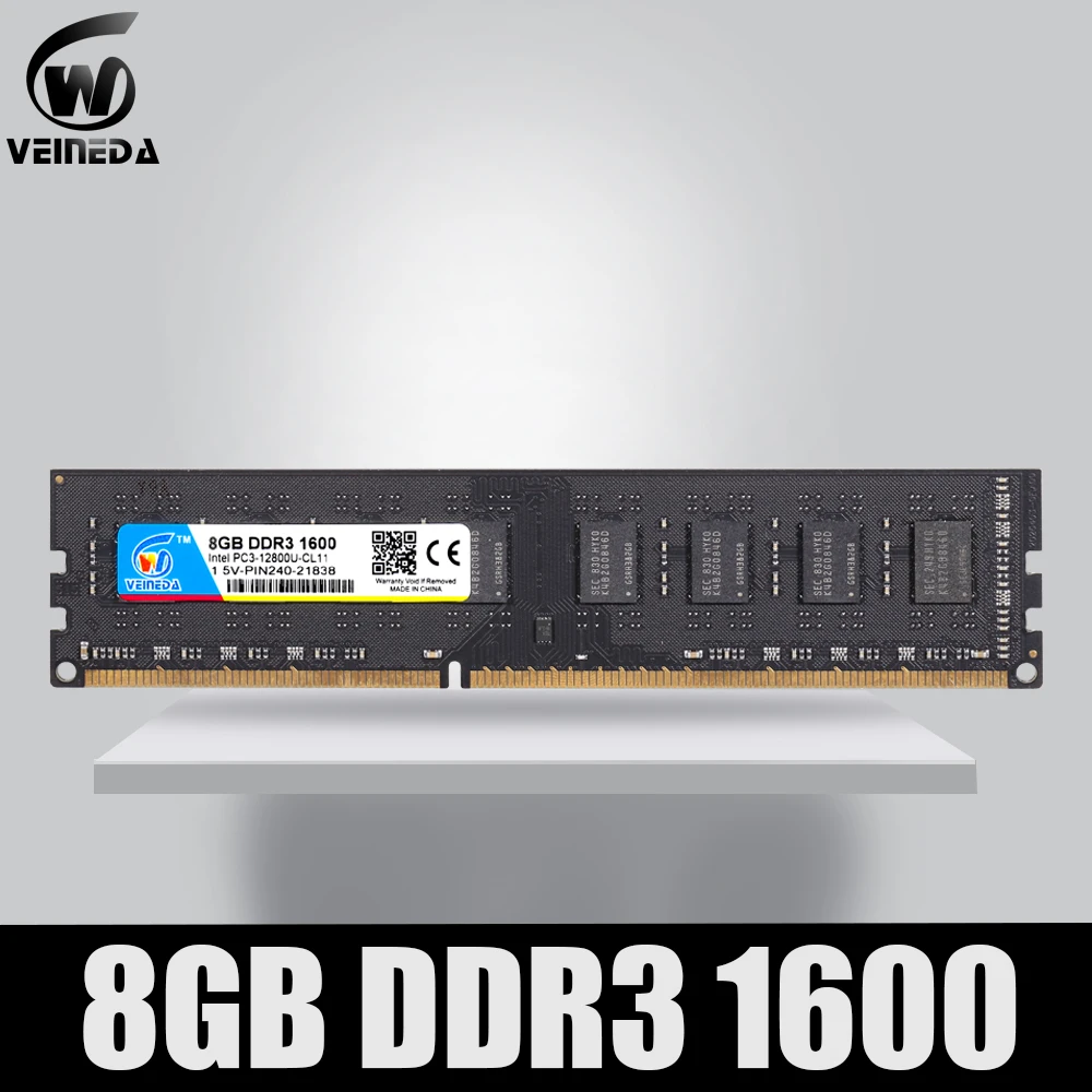 VEINEDA PC Ram DDR3 4GB 8GB 1333 1600MHz 10600 PC3-12800 Desktop Memory 240pin 1.5V New dimm