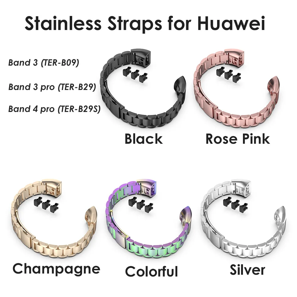 Tali Logam untuk Huawei Band 4 Pro Gelang untuk Huawei Band 3/ 3 Pro Stainless Steel Gelang Jam Gelang Tali correa dengan Alat