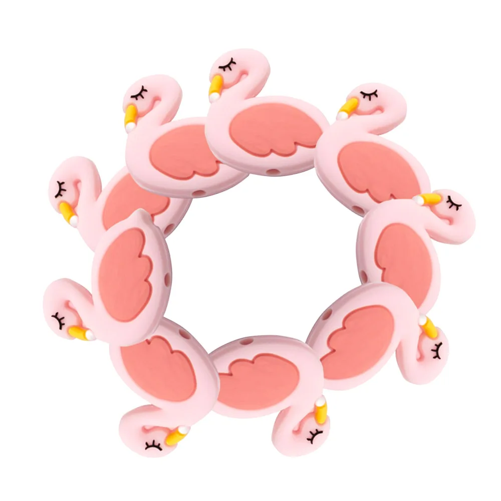 10 pçs flamingo animal pingente silicone jóias dentição colar cuidado bisfenol um diy jóias fazendo