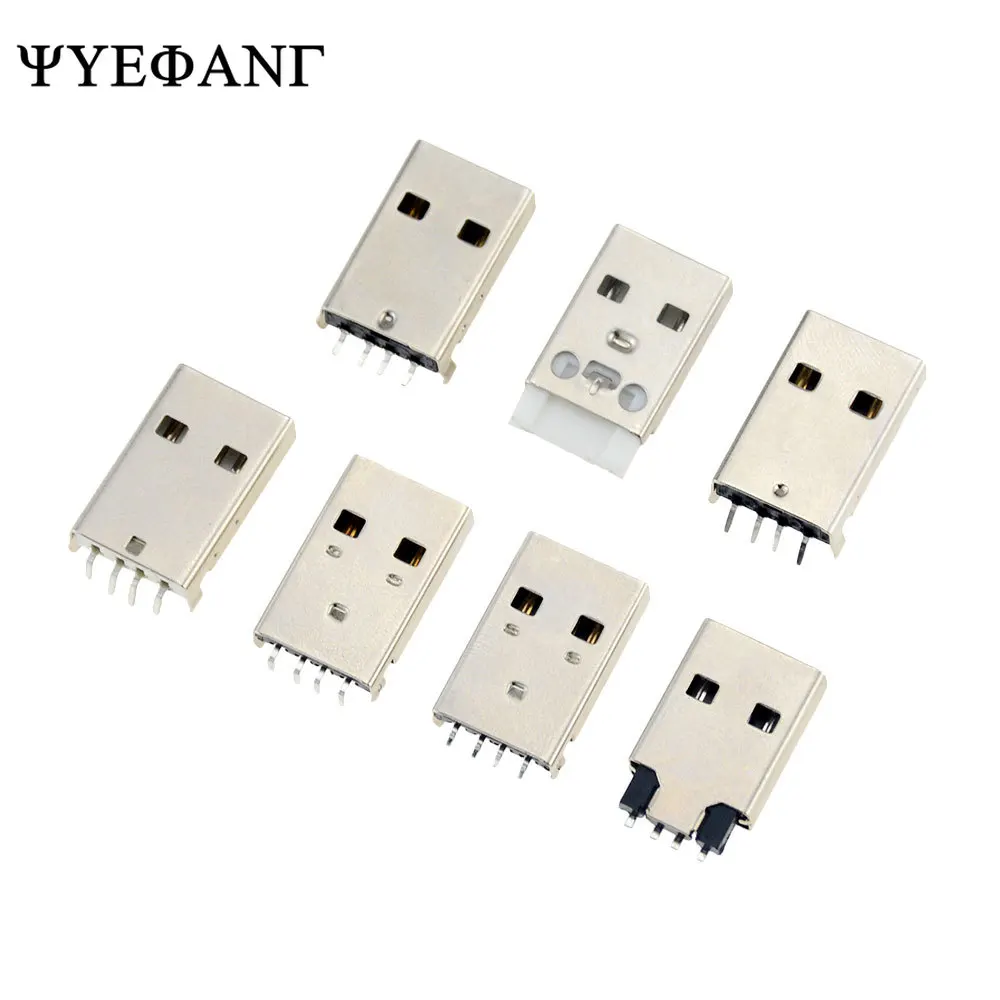 10PCS USB 2.0 Type A Welding/Paster/Solder wire/Plugboard Type Male Plug Connectors USB-A Tail Socket DIY Plug