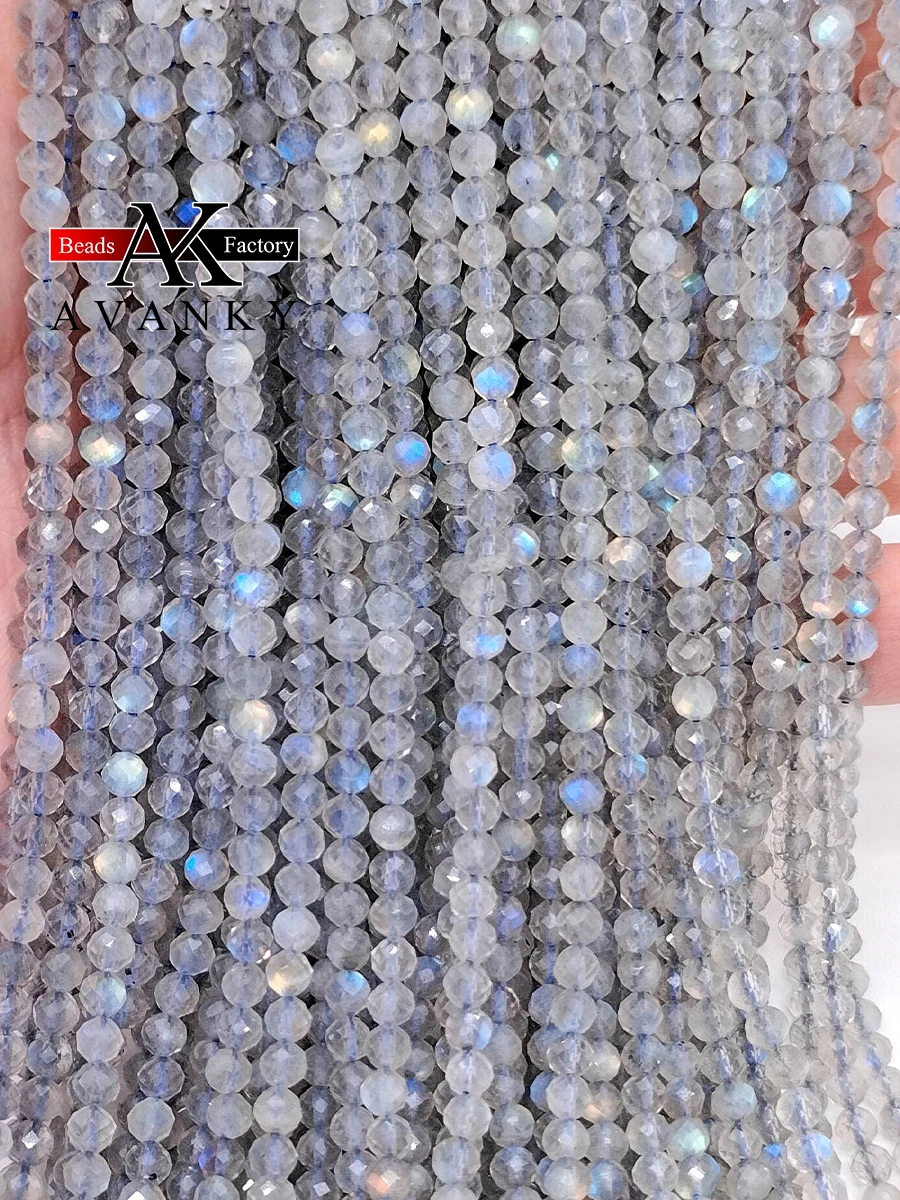 AAA Natural Grey Larvikite Labradorite Beads Round Loose Stone Beads 2/3/4/5 MM For DIY Making Bracelet Jewelry Accessories 15