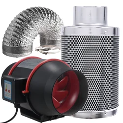 Duct Fan Set indoor ventilation system Kit  air Activated carbon filter 4/6 inch for Growbox Hydroponics Grow Tent Ventilation