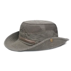 Breathable Mesh Bucket Hat Outdoor Summer Cap Hiking Sun Hat Unisex Boonie Cap Wide Brim Cotton Fishing Hats