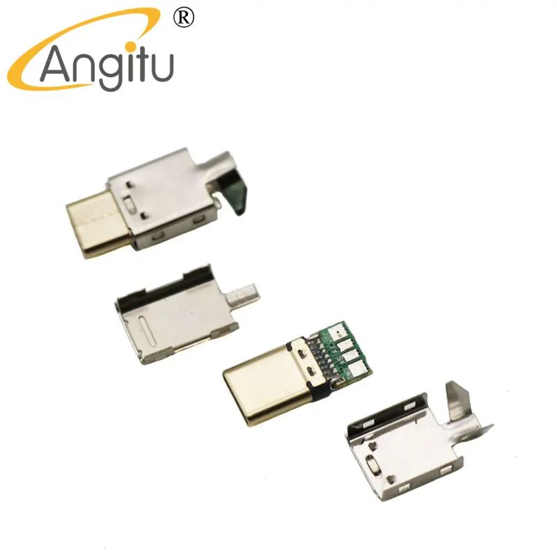 Angitu لتقوم بها بنفسك USB AM ، USB C/نوع C ، ميركو 5p ، مصغرة 5P المقبس التوصيل مطلية بالذهب ل لوحة المفاتيح USB كابل 5/10 قطعة/الوحدة