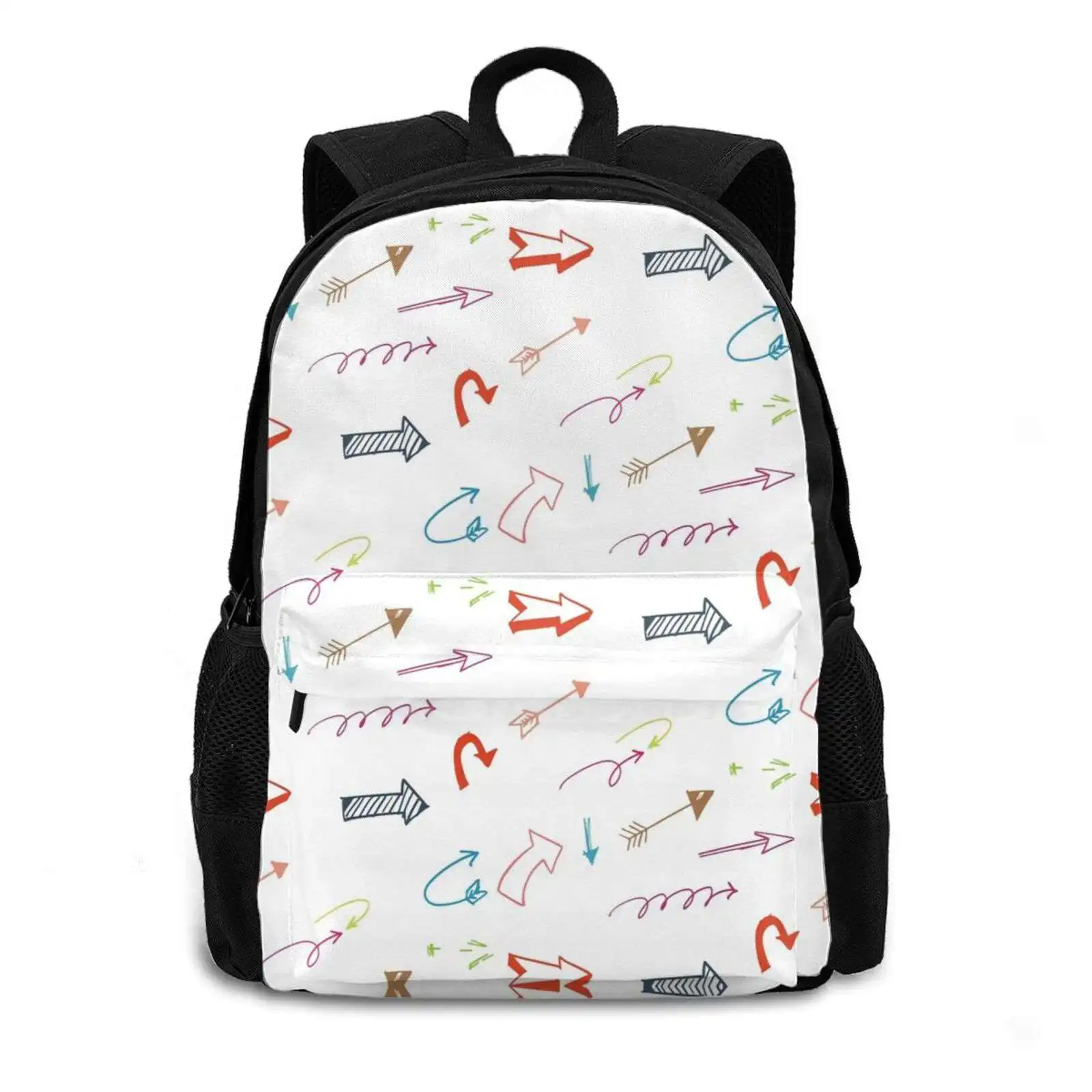 Arrows School Bag Big Capacity Backpack Laptop 15 Inch Symbol Arrow Handwriting E Paper Graphics Pencil Pattern Sign Graphic