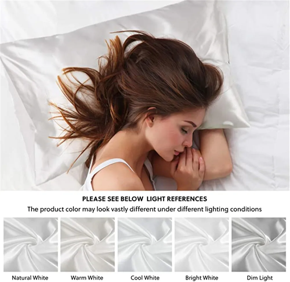 SISISILK 12 Colors  Silky Satin Pillow Case For Hair and Skin  Envelope Closure Pillow Cover Queen King Pillowcase