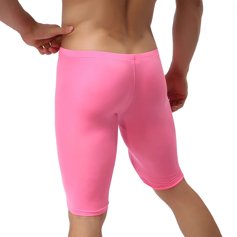 Bóxer largo ultrafino de seda de hielo para hombre, ropa interior de dormir, pantalones de verano, 2 unids/lote