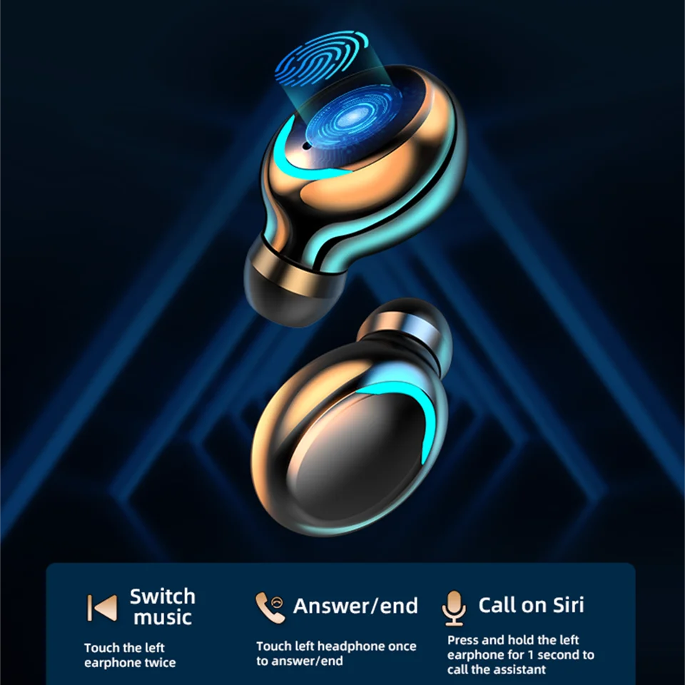 F9-5 TWS auricolari Bluetooth cuffie Wireless 9D Stereo sport auricolari impermeabili cuffie con microfono all'ingrosso