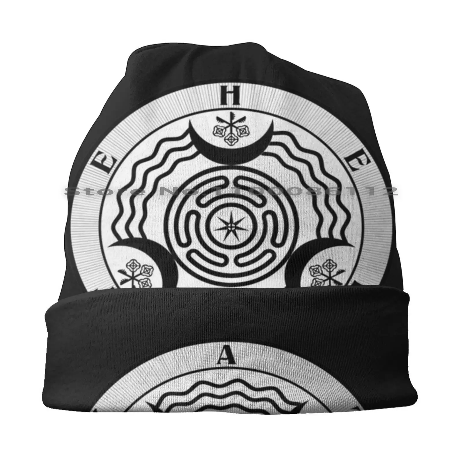 Seal Of Hekate Beanies Knit Hat Hecate Hekate Witchy Occult Seal Sigil Alchemy Wiccan Triple Moon Goddess Magic Magik Vintage