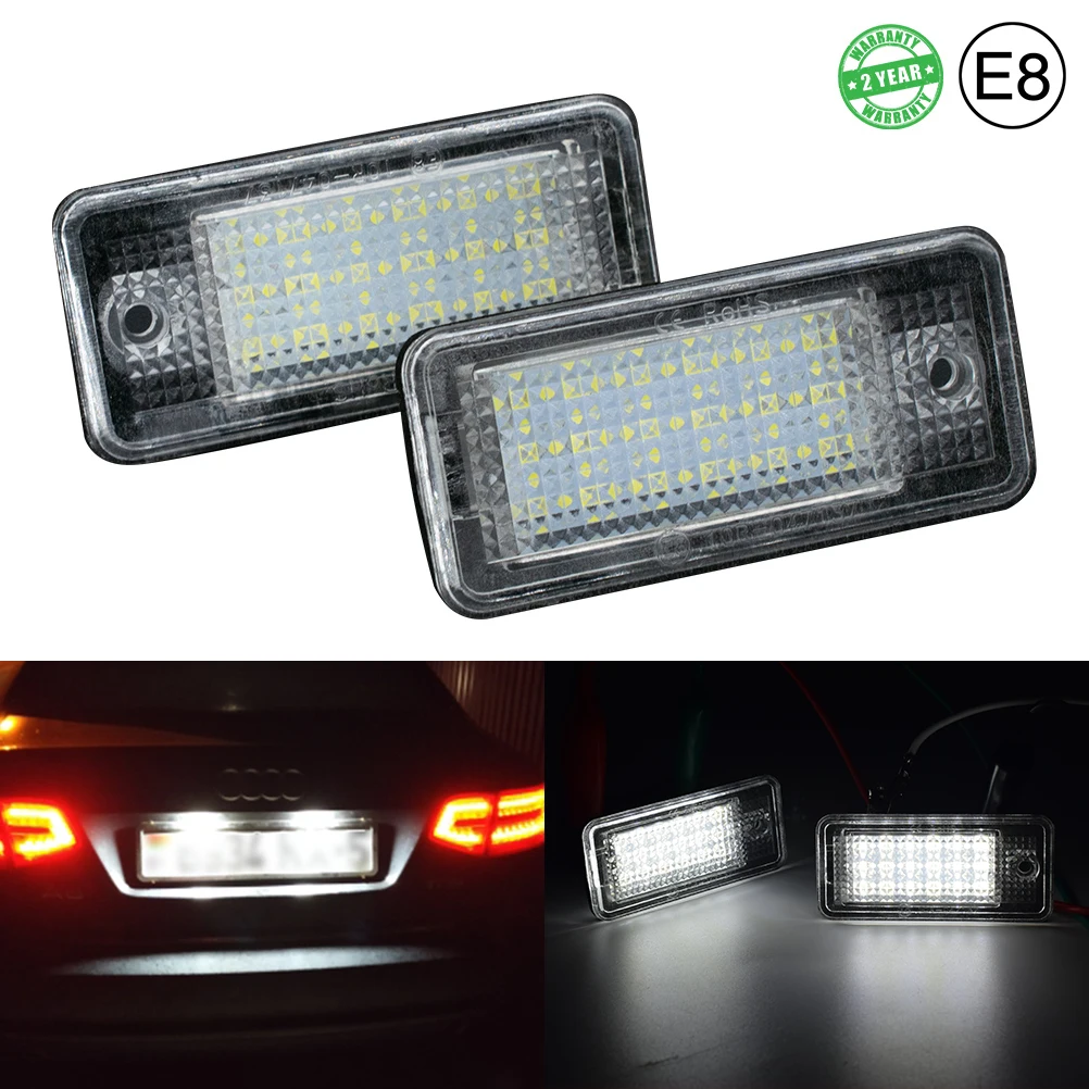 2pcs Canbus car License Plate Light LED White Rear License Tag Lights Direct Replacement 2 Year Warranty For Audi A3 8p A4 B6 B7