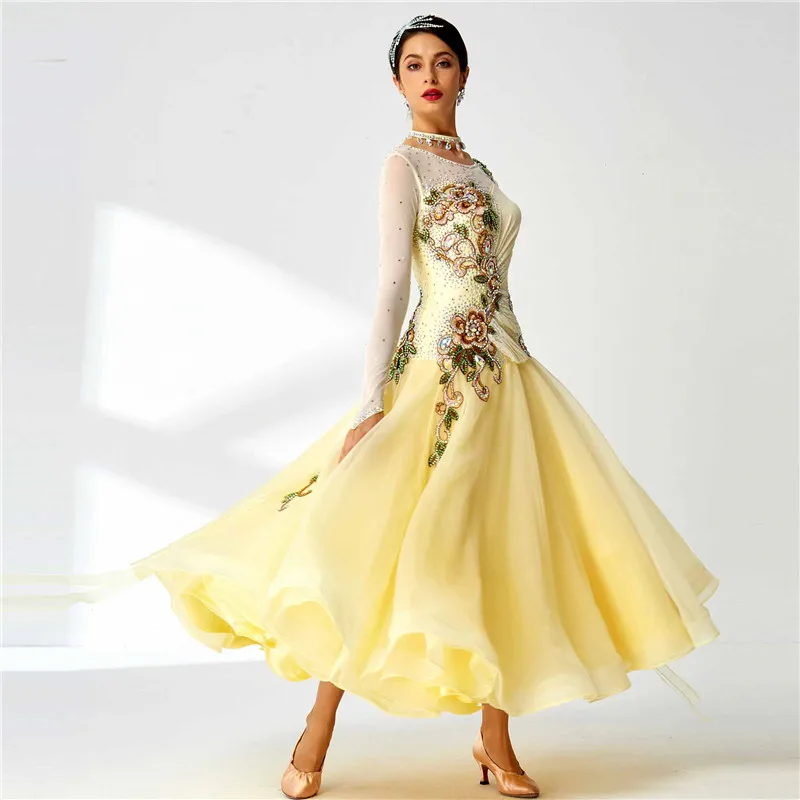 B-19597 Custom high quality national standard modern dance dress costume competition ballroom dance dress for girls